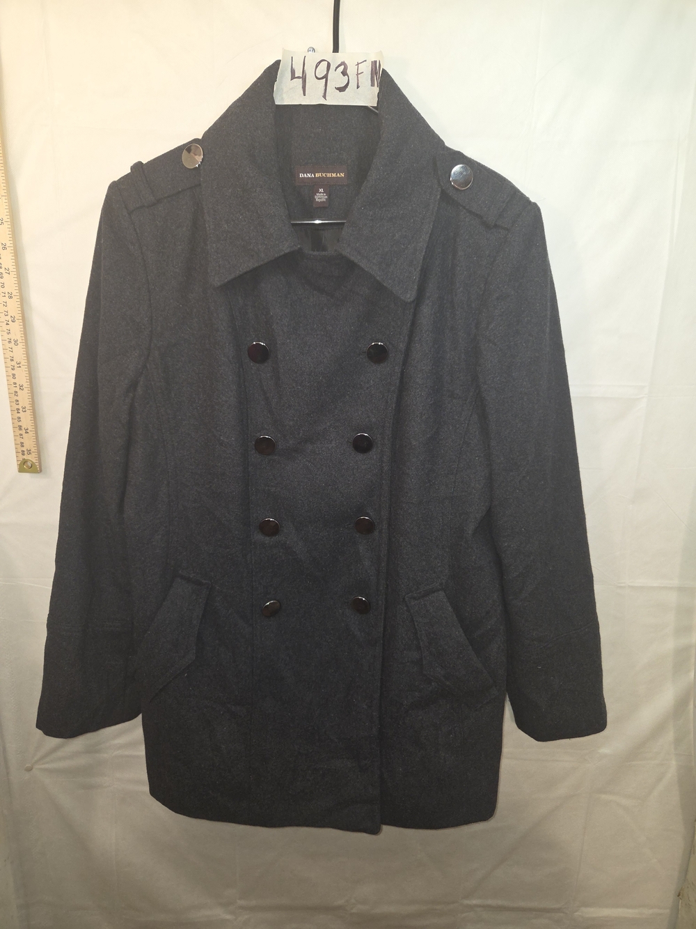 Dana Buchman Charcoal Double-Breasted Pea Coat